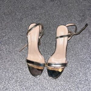 PrettyLittleThing Gold and Silver Strappy Heels
